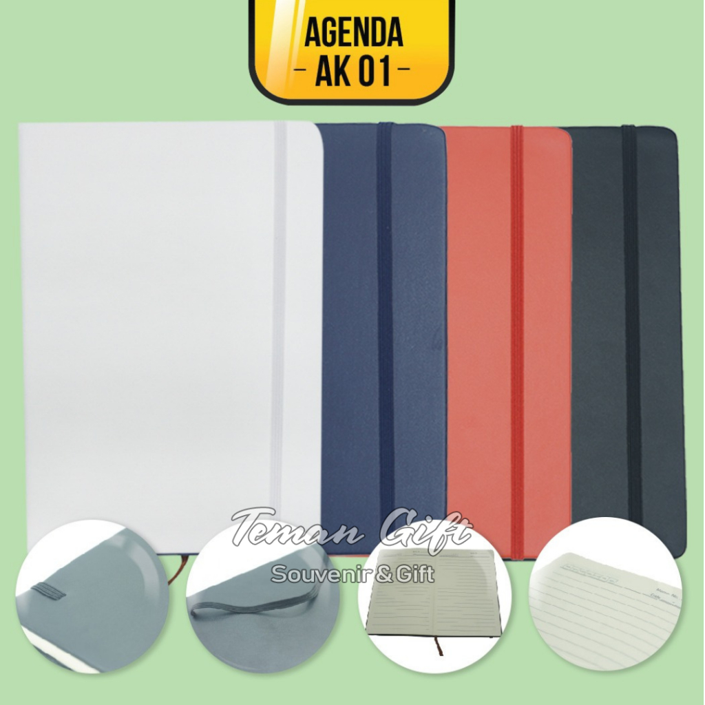 

Classic Notebook A5 Buku HardCover Agenda Hard Cover Custom Logo Nama AK 01
