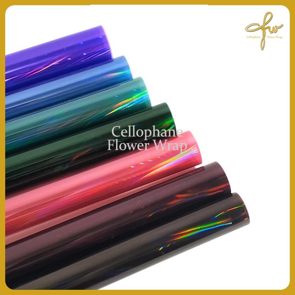 Kertas Buket Hologram Warna - Warni Cellophane Flower Wraping