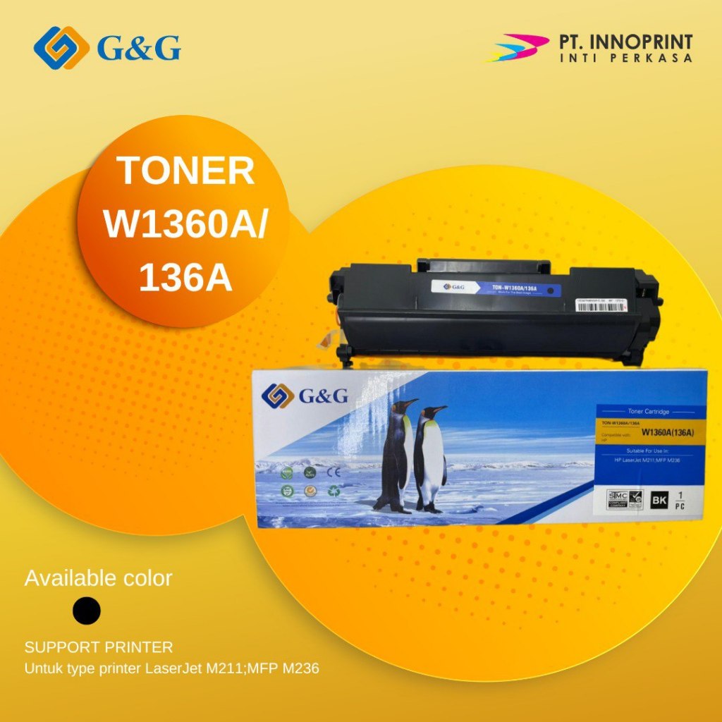 [ G&G ]Cartridge Toner 136A (W1360A) BLACK Compatible HP LaserJet W1360A W1360 1360 M211 M211d M211d