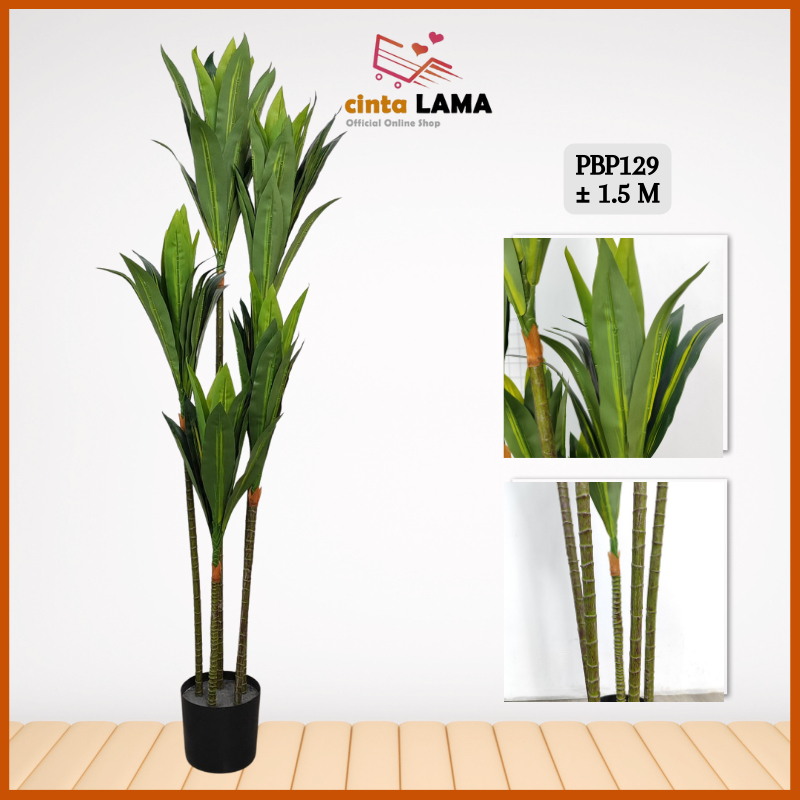 Pot Tanaman Pohon Dracaena Artificial Bunga Hias Plastik Ornamen Besar Sudut Ruangan Dekorasi PBP129