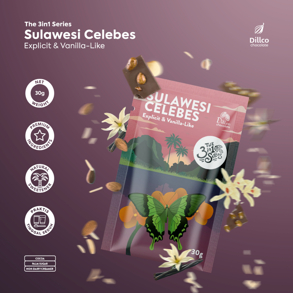 

DILLCO CHOCOLATE - Single-Estate Chocolate Sulawesi Celebes 3 in 1 Series 30 Gram