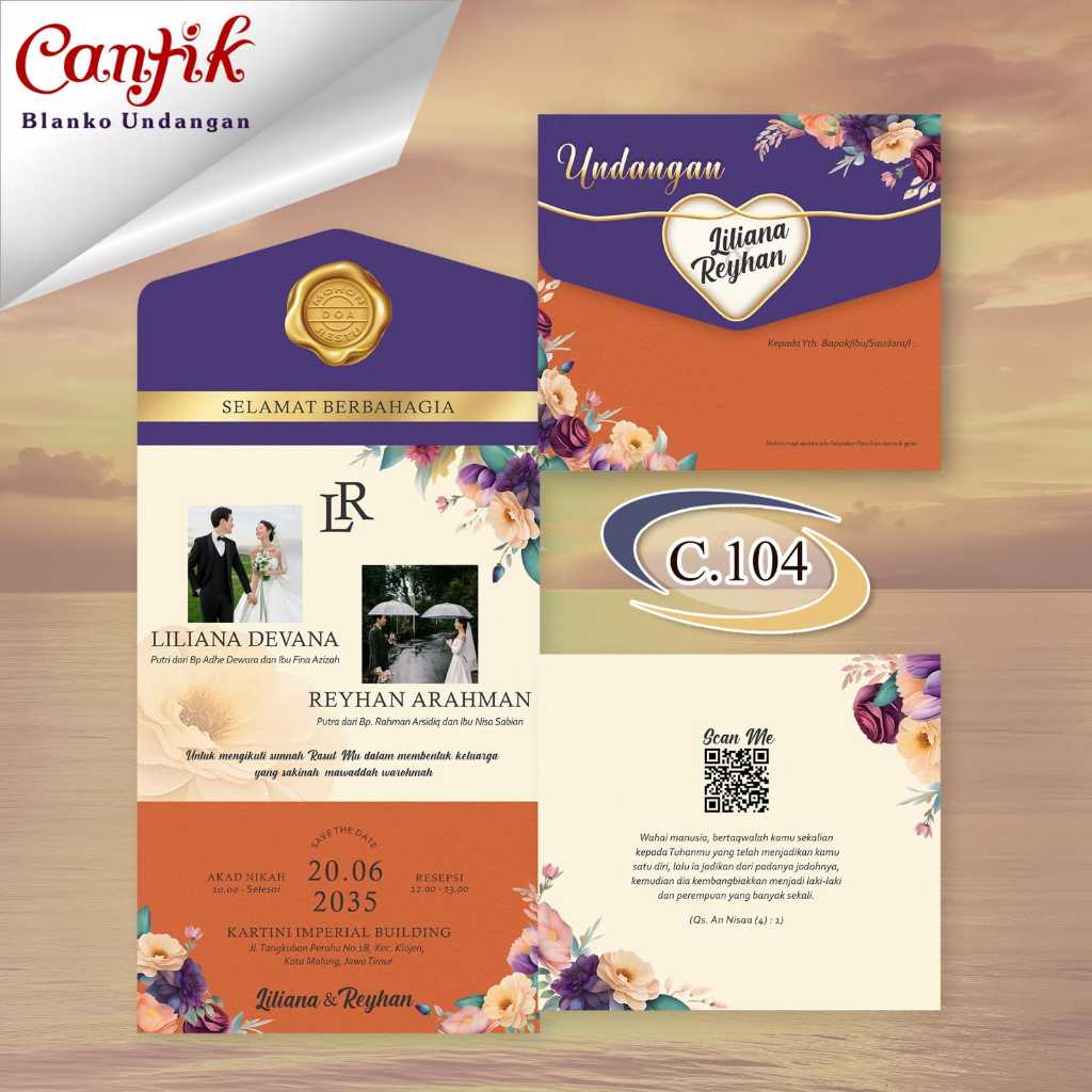 Blangko Undangan Kosong Free File Setting CorelDraw & Word - Seri CANTIK 104 Terbaru Dan Termurah