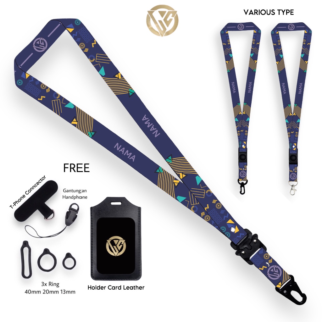 

Lanyard Craft Custom Nama Geometric Gantungan Holder ID Card