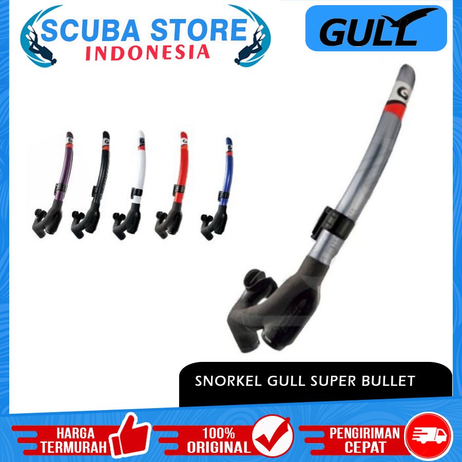 GS-3180 Snorkel Gull Super Bullet Twin Purge Valve Semi Dry Pipa Selang Pernafasan Nafas Selam Scuba