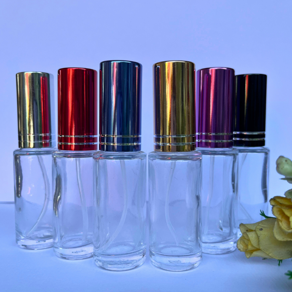 Botol Parfum spray kaca HM 15ml tutup warna Botol Isi Ulang Minyak wangi Travel size