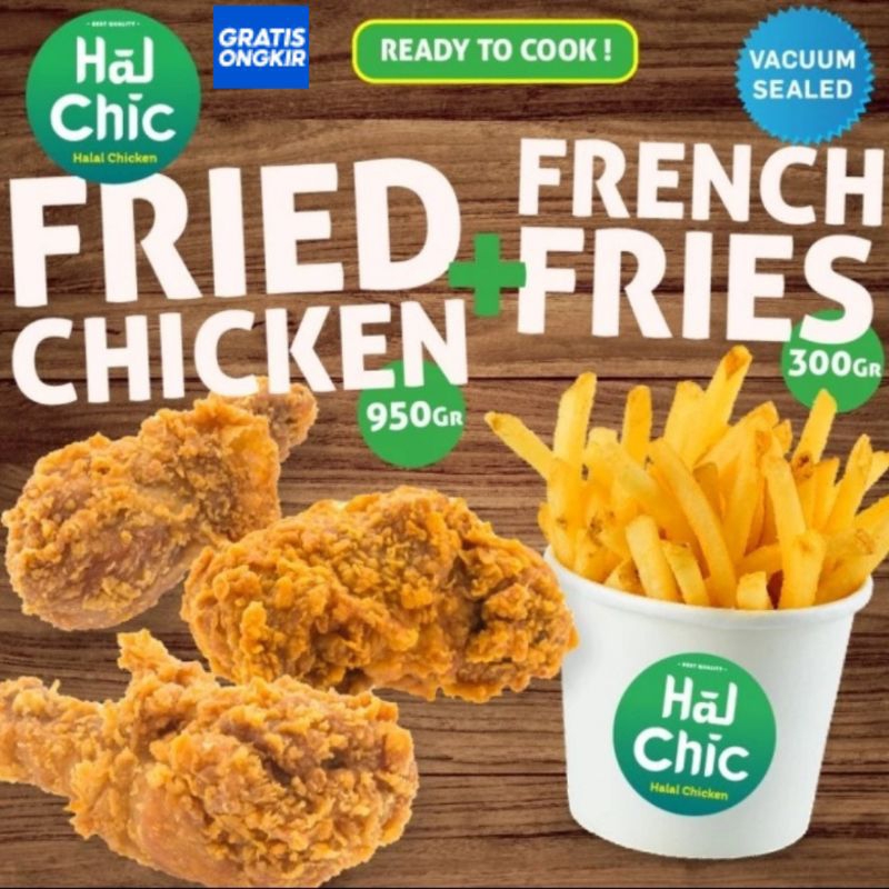 

Fried Chicken (9 Pcs) 950 Gram + French Fries 300 Gram HalChic