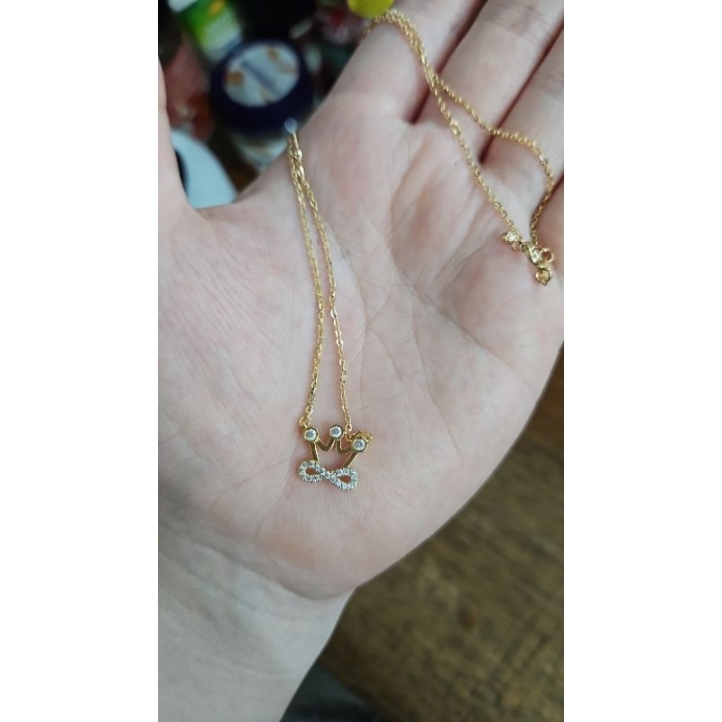 kalung polos infinity mahkota crown gold emas asli 375 8K