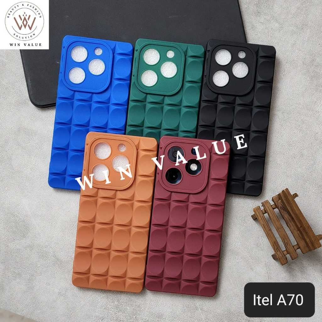 Itel A70 Case 3D Cubic Finger Grip / Case motif Sidik Jari for Itel A70