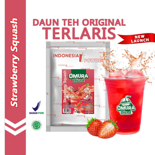 

OMURA Blend Bubuk Minuman Premium Rasa Strawberry Squash Stroberi Tanpa Susu Powder Drink 1 Kg Omura Powder