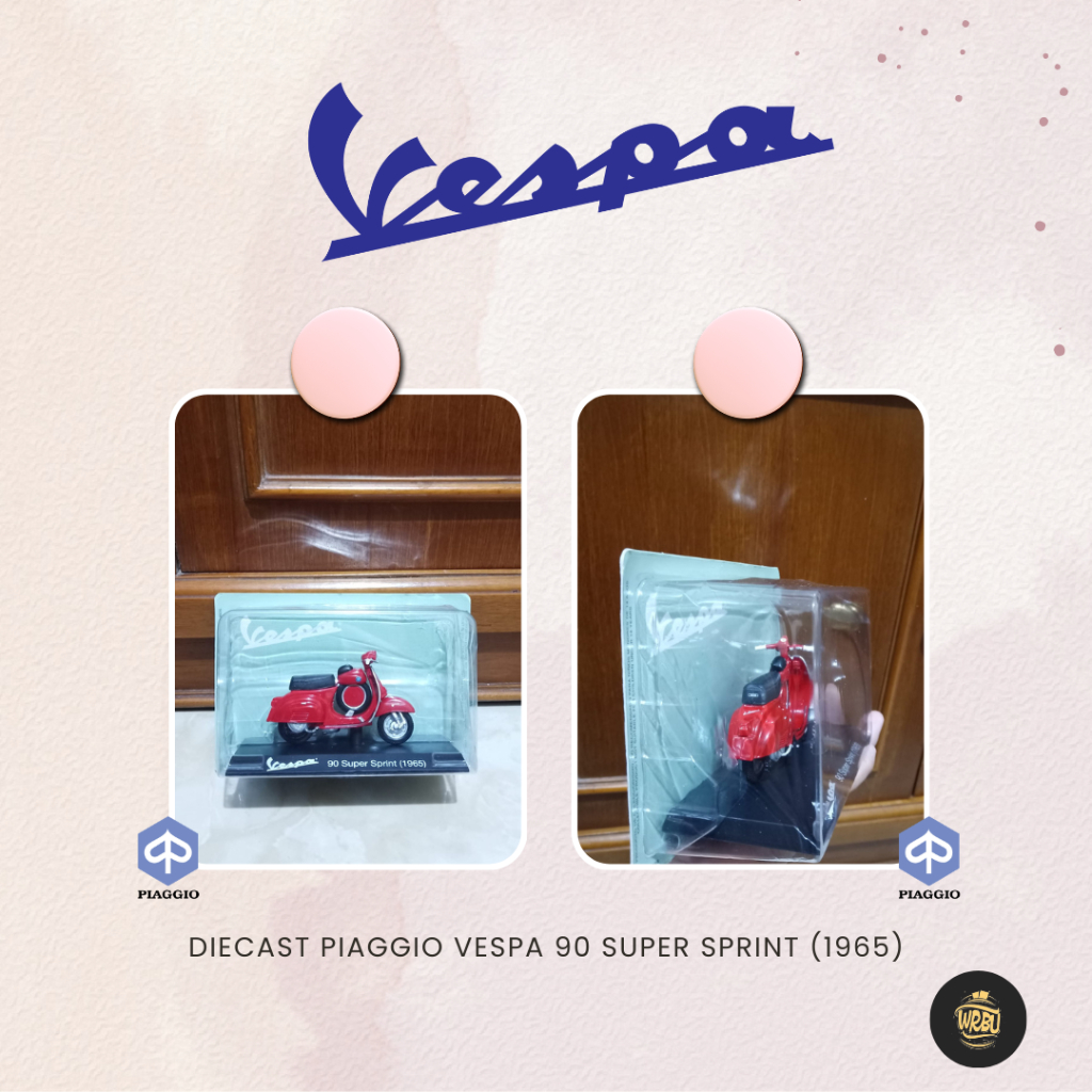 Diecast Piaggio Vespa 90 SS Super Sprint 1965 Merah