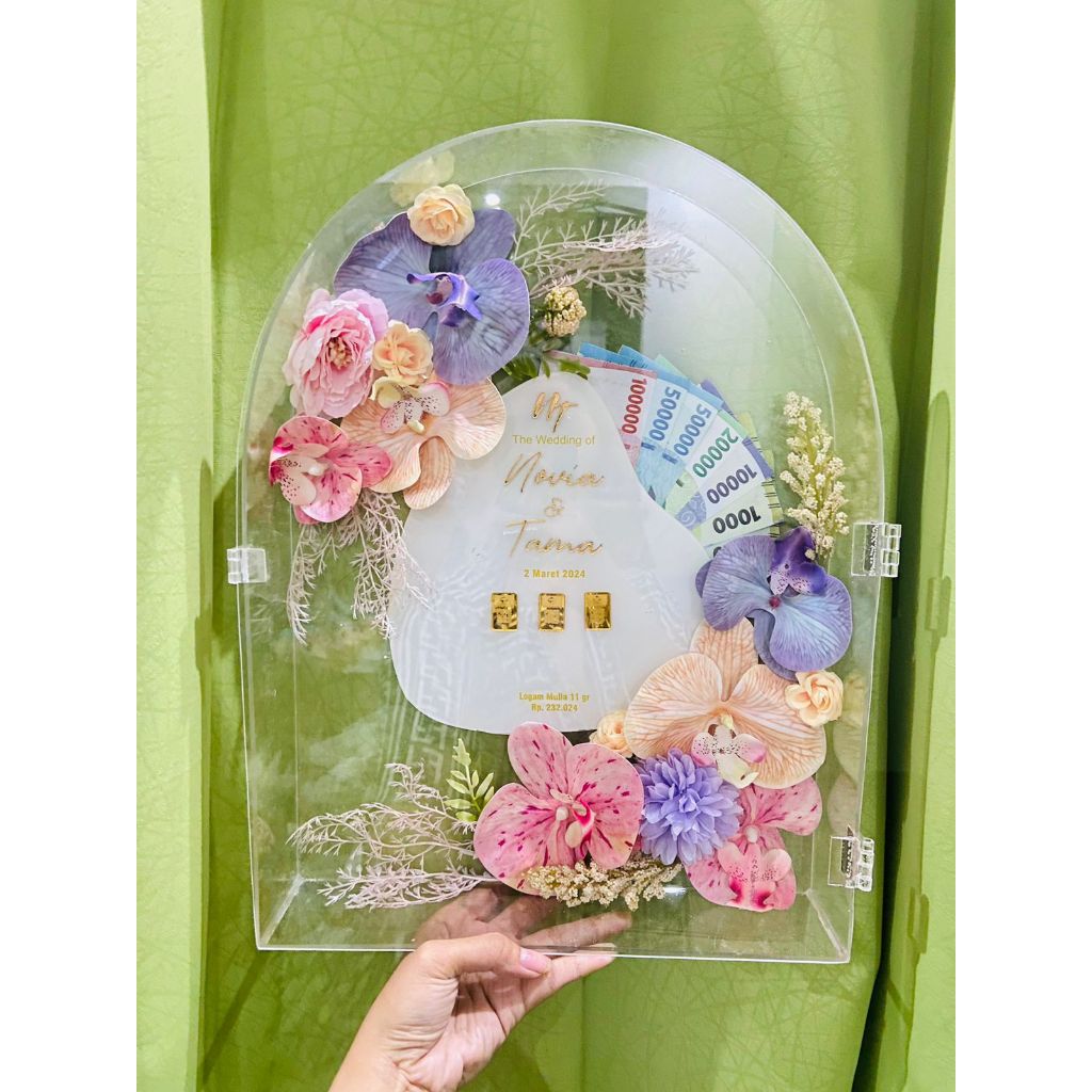 mahar akrilik DOME pernikahan ukuran 30x40 full akrilik