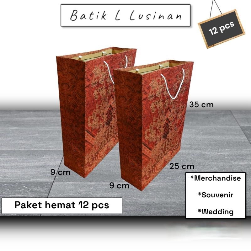 

Paper bag Batik L isi 12 ukuran 25×9×35 cm