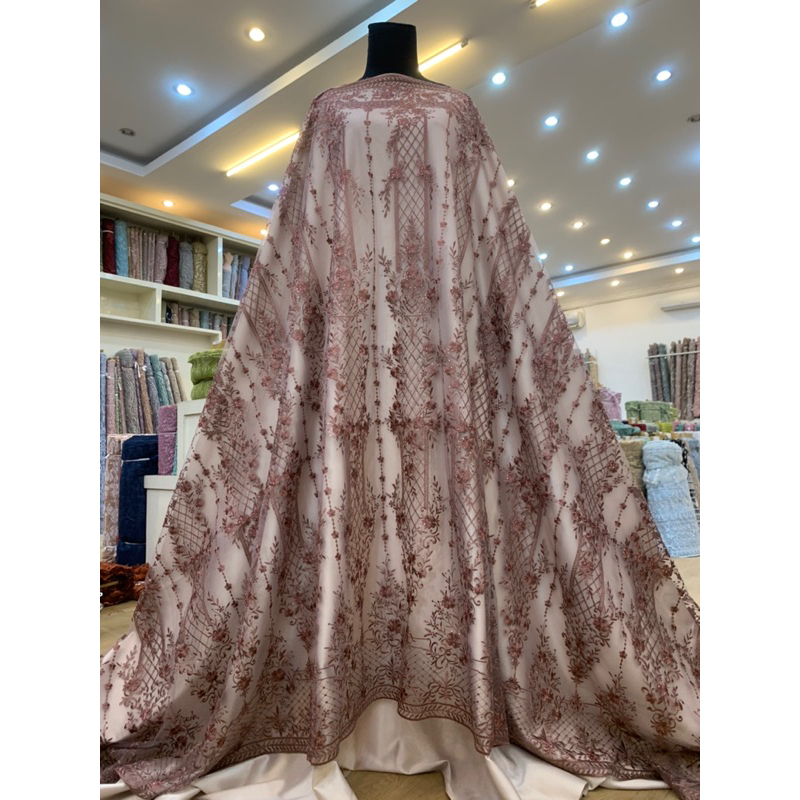 Brokat Tulle (115.5) READY PINK PLUM/TARO/GOLD