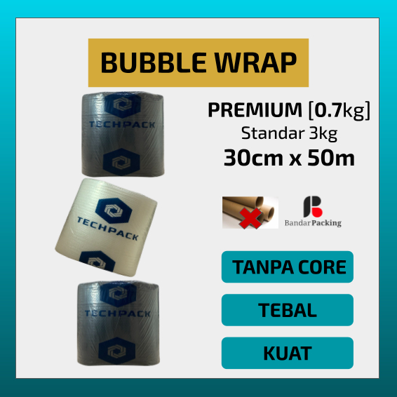 

Plastik Bubble Wrap Roll Hitam Putih Bening 30 cm x 50 m Premium Tebal 30cm x 50m TECHPACK Babel Bubblewrap Buble