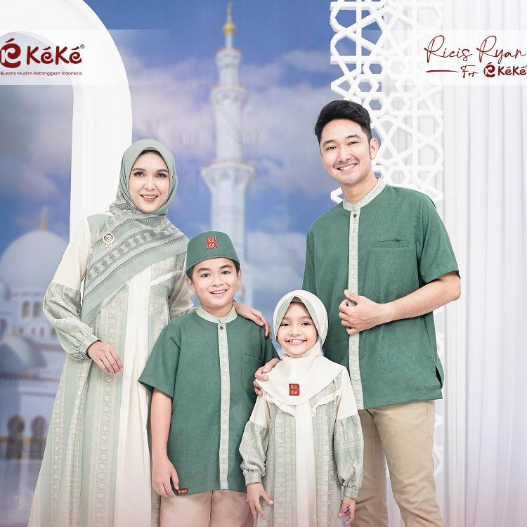 Sarimbit Keke Arcelia Series - Mineral Green / Sarimbit Keluarga Terbaru 2024 / Baju Sarimbit Keluar