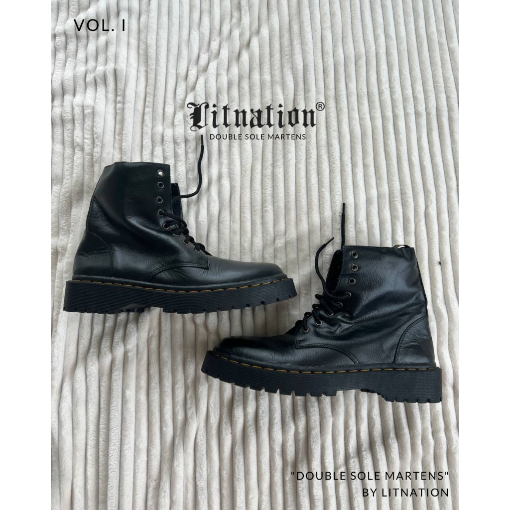 DOUBLE SOLE MARTENS sepatu fashion kulit tinggi unisex