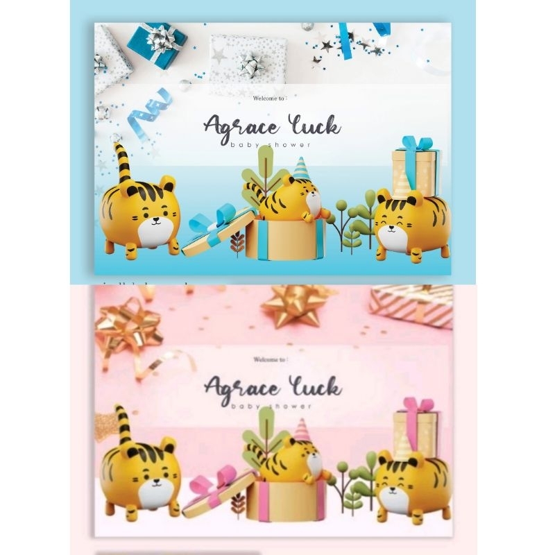 TIGER PINK / BLUE TABLE MAT DECORATION BIRTHDAY PARTY BRIDAL SHOWER ULANG TAHUN TABLE DECOR