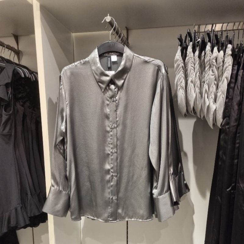 Blouse kemeja metalik satin 052 JASTIP jasa titip hnm