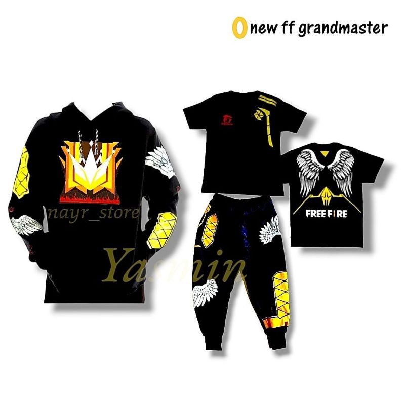 Setelan Celana Grandmaster Free fireee Anak dan Sweater FF Gaming baju Angel