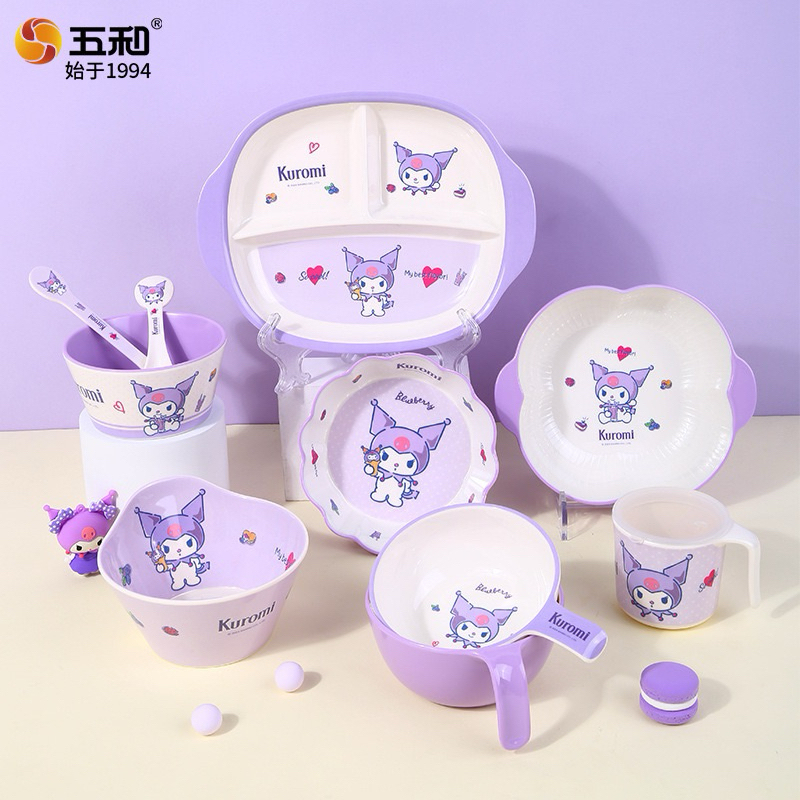 SET GIFT BOX TABLEWARE MELAMIN ANAK PIRING SEKAT MANGKOK GELAS KARAKTER KUROMI