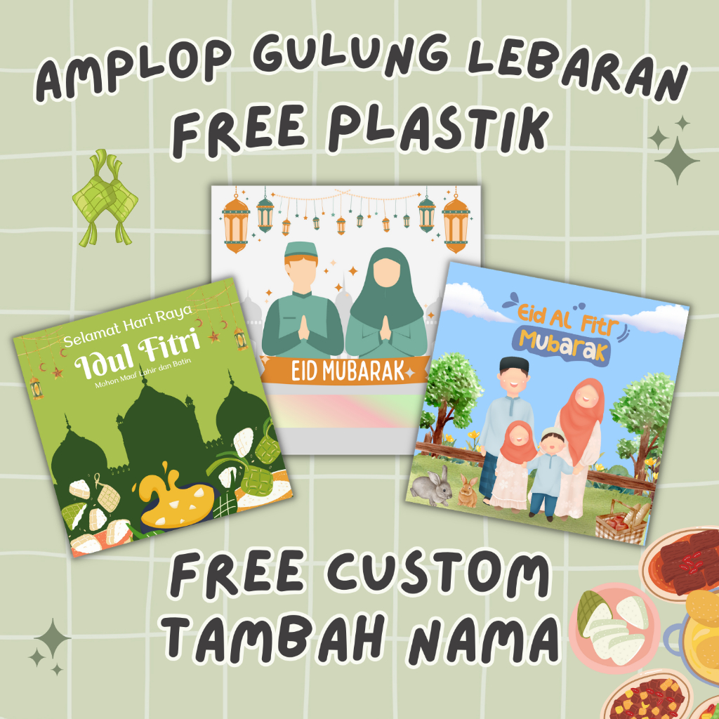 

[1pcs] PART 2 EDISI LEBARAN | AMPLOP LEBARAN UANG GULUNG + SNACK FREE PLASTIK / ANGPAU LEBARAN