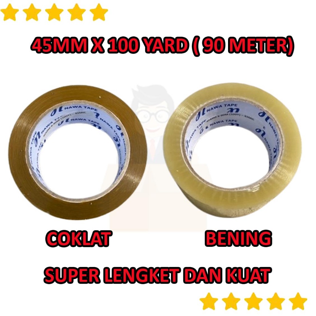 

LAKBAN 45MM X 100 YARD ( 90 METER ) - LAKBAN BENING 45MM X 100 YARD - LAKBAN COKLAT 45MM X 100 YARD