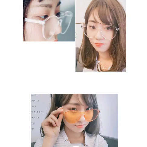 Kacamata Transparan Korea Cat Eye Frameless - Kaca Mata Tren Simple Tren Port Korean Harajuku MK Fra