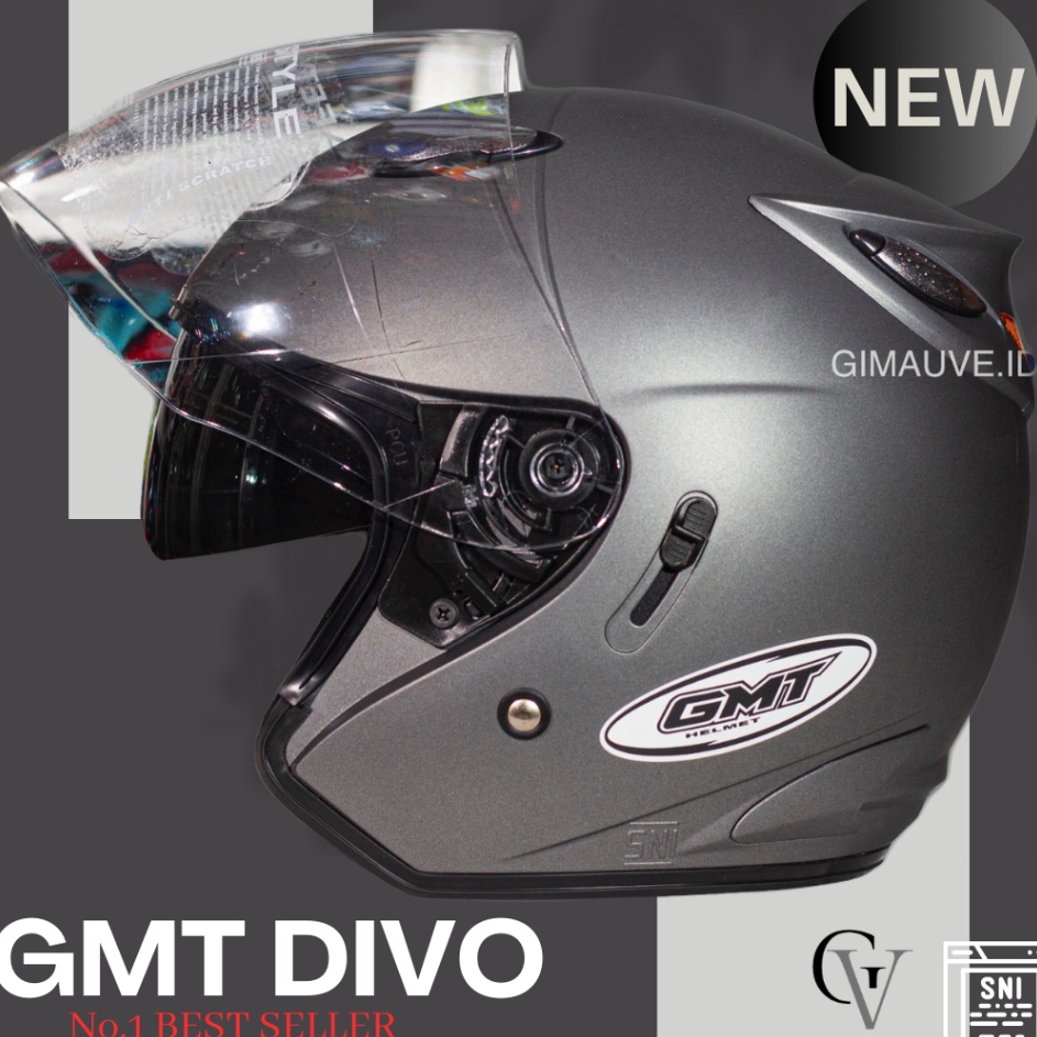 el Terkini Helm GMT No 1 Helm Half Face GMT Original Double Visor Helm 2 kaca Motor Helem SNI Murah 