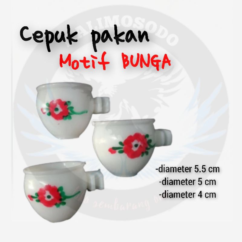 Cepuk pakan burung motif bunga isi 2 pcs