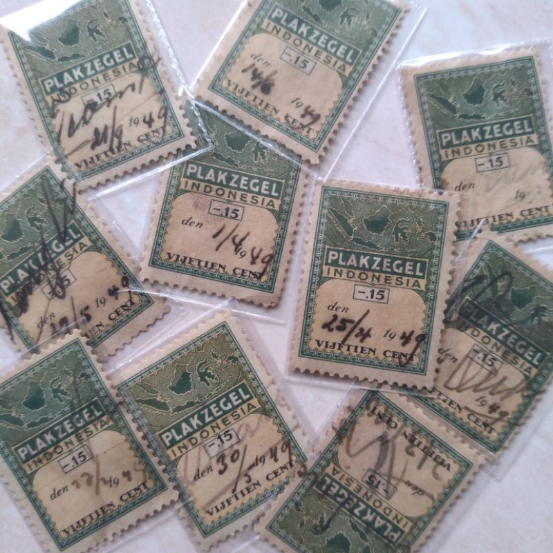 

Plakzegel 15 Cent Mtr Kuno Indonesia Era Revolusi 1949 - YN1040