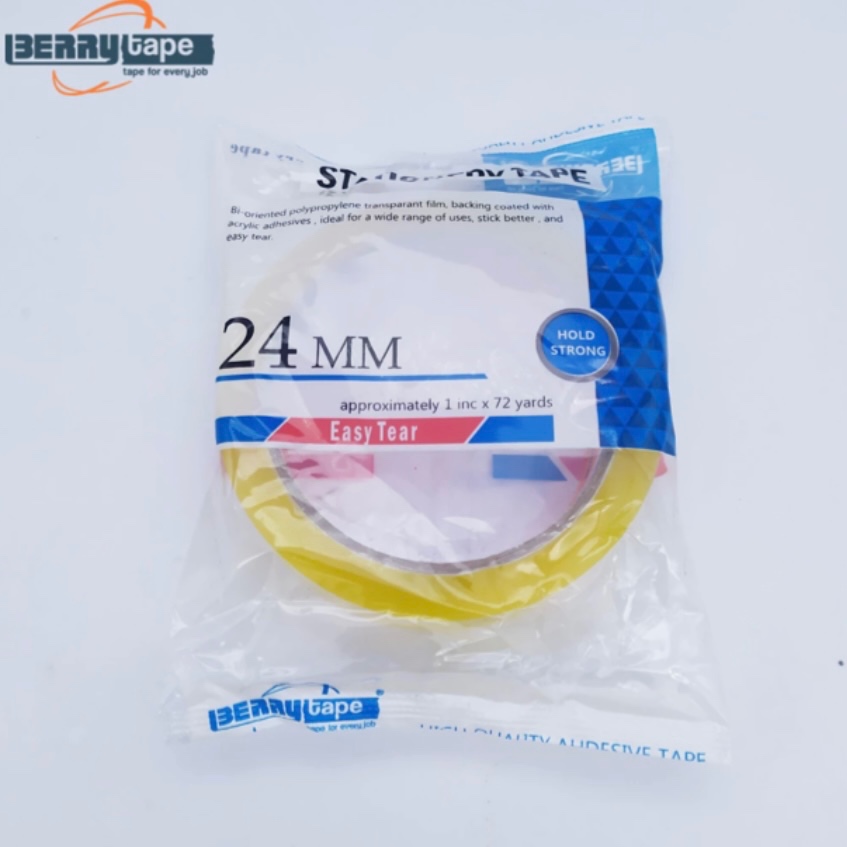 

Solasi / Selotip Easy tear Berry tape 1 inchi (24mm x 72 yard ) Mudah dirobek – Satuan