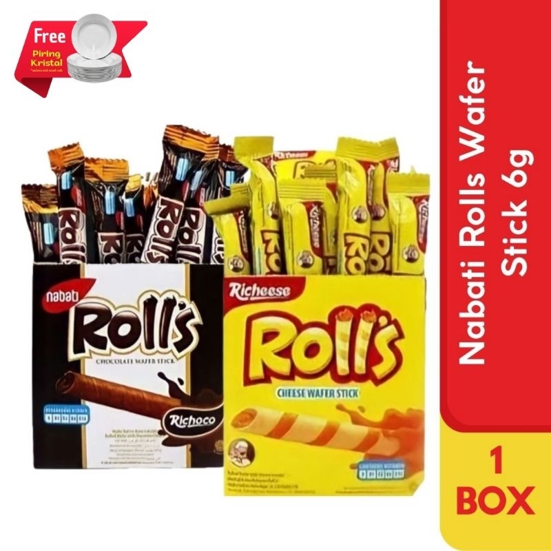 

NABATI ROLLS Wafer Stick Keju & Cokelat 1 Box (6g x 20pcs)