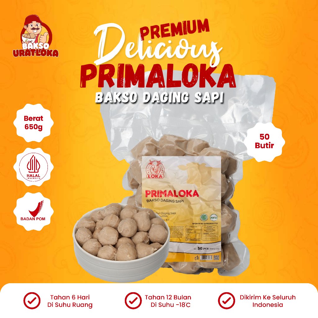 

PRIMALOKA Bakso Sapi Asli Premium isi 50 pcs Halal Bpom