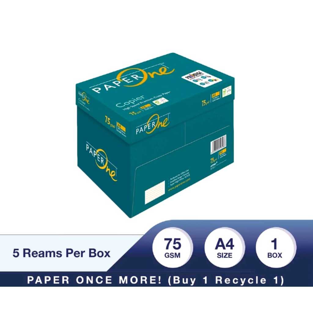 

PaperOne Kertas HVS A4 75gr 1 Box (2500 lembar)