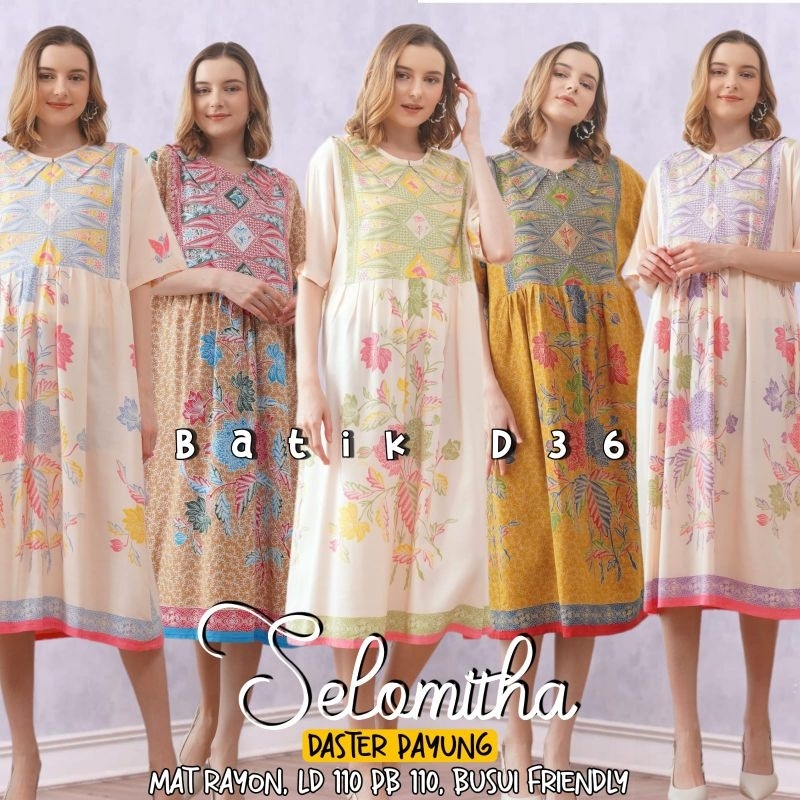 Semerbak ori Daster Payung selomitha  mewah warna Pastel | Daster Batik Wanita Modern Kasual Murah l