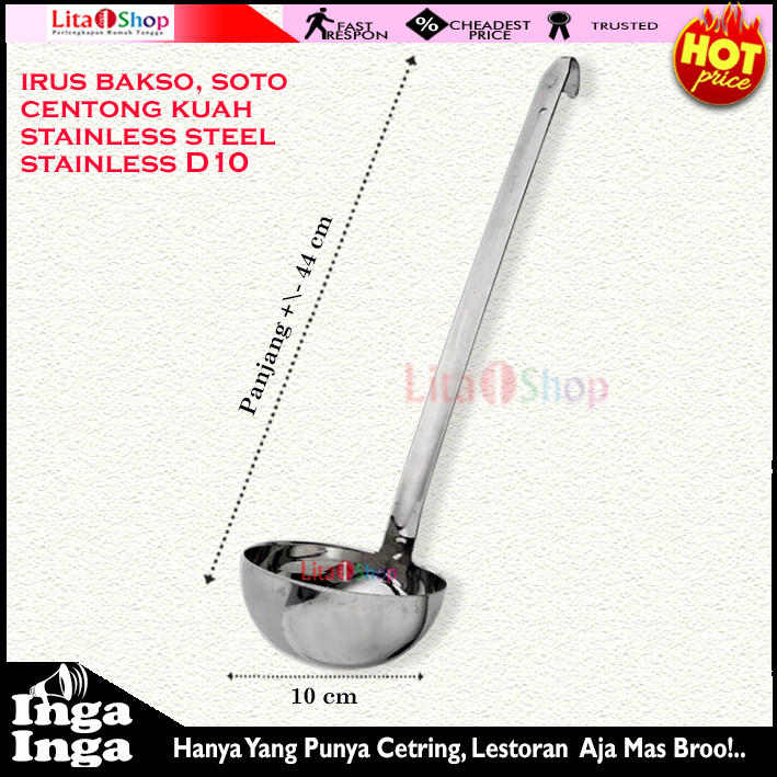 Irus Stainless ukur 240cc Centong Bakso Syrup Ladle Soup Ladle D10cm
