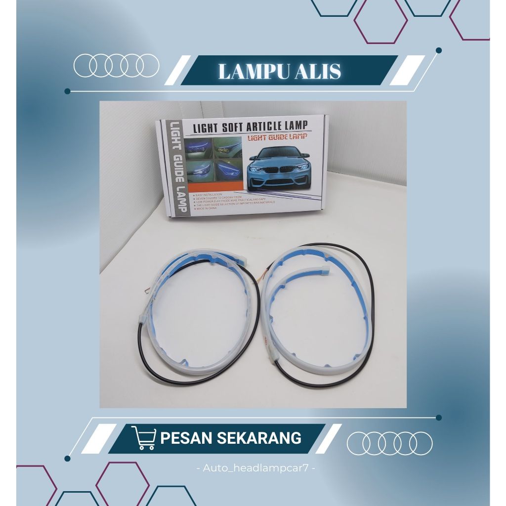 Lampu Alis LED Running 60 CM 12 Volt DRL Lampu Alis Fleksibel Waterproof 2 Mode Motor Mobil 12 Volt