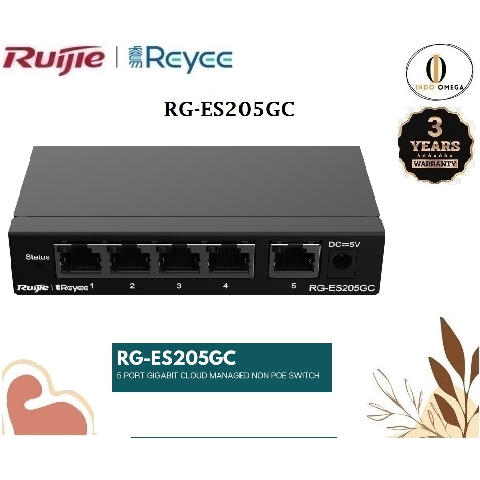 RUIJIE RG-ES205GC 5 Port Gigabit Cloud Managed Switch ES205 GC RG ES 205GC