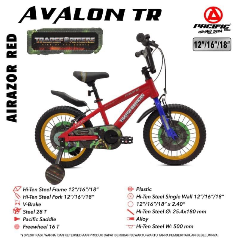 Sepeda Anak 18 Inch BMX Pacific Avalon TR Transformers Ban 2.40