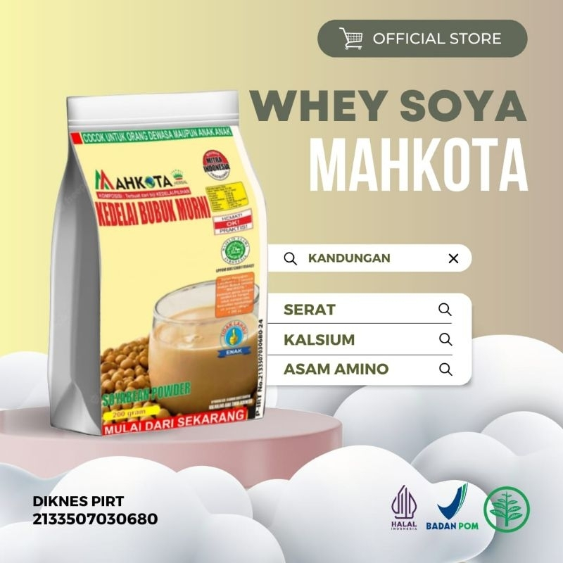 

SUSU KEDELAI BUBUK WHEY SOYA PROTEIN MAHKOTA 400 GRAM PREMIUM