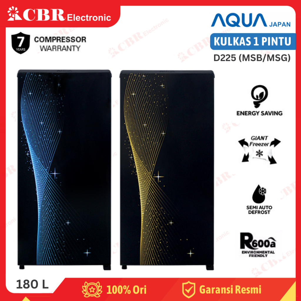 Kulkas AQUA 1 Pintu AQR-D225 (MSB) / AQR-D225 (MSG) - 180 L