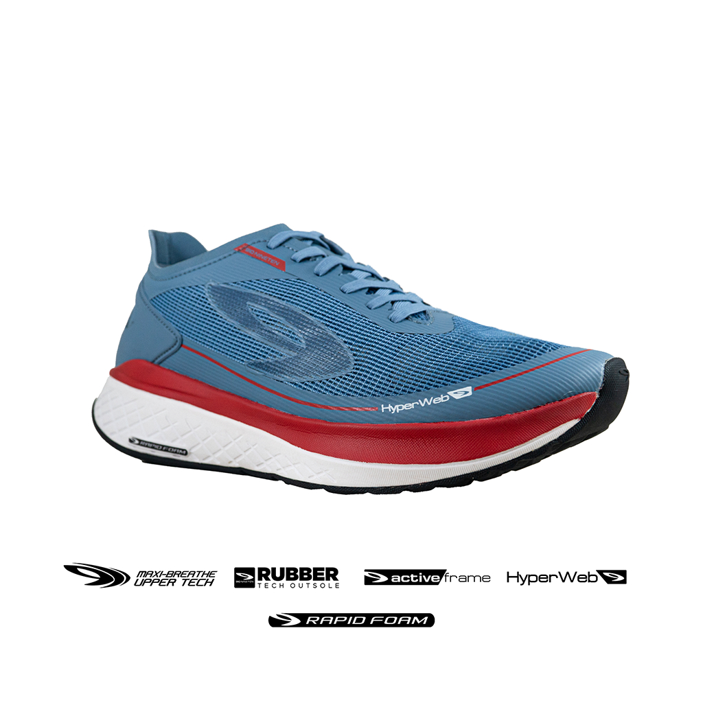 Sepatu Running / Lari Pria 910 Nineten Kenzo Run Biru/Merah/putih 100% Original Olahraga Sport  New 
