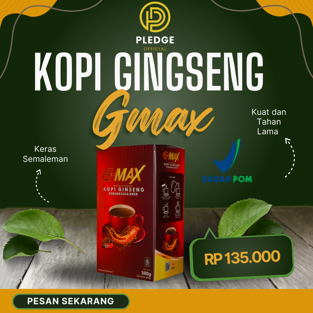 

KOPI STAMINA PRIA WANITA DEWASA TAHAN LAMA ORIGINAL BPOM G-MAX KOPI EXTRA GINGSENG 10 SACHET DARI HERBAL ALAMI BERKUALITAS