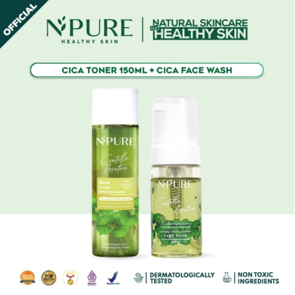 NPURE ACNE TONER CENTELLA FACIAL WASH N PURE CICA SERIES PAKET JERAWAT CICA TONER NPURE