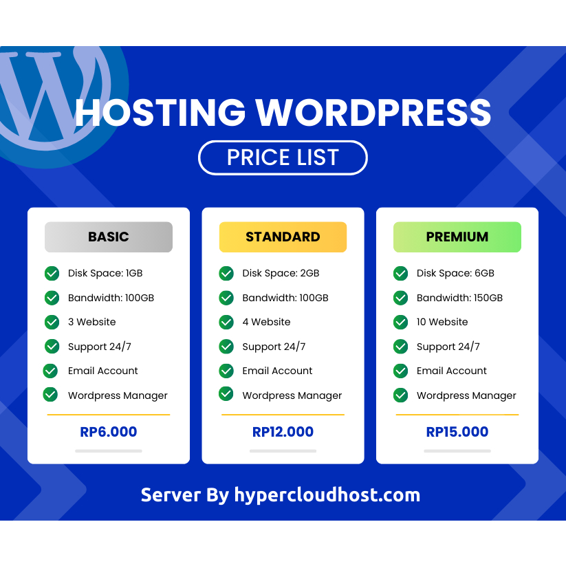 WordPress Hosting/Bulanan Bisa Perpanjangan