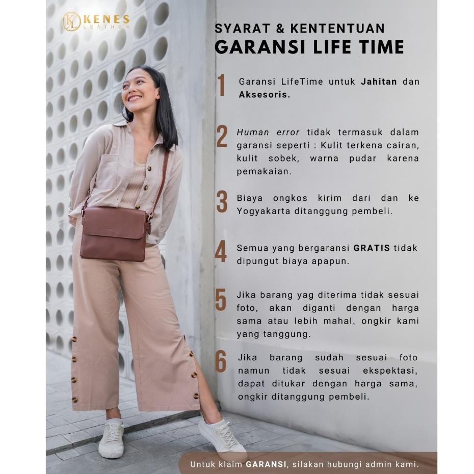 Kenes Leather Sling Bag Wanita Tas Selempang Kulit Asli ALISHA Mill - Free Grafir Nama