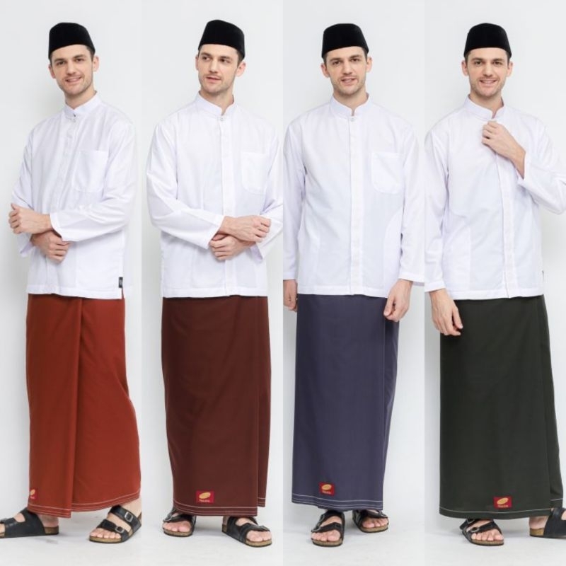 SARUNG ATLAS PREMIUM 725 TUMPAL KEMBANG WARNA COKLAT TUA HIJAU ABU POLOS