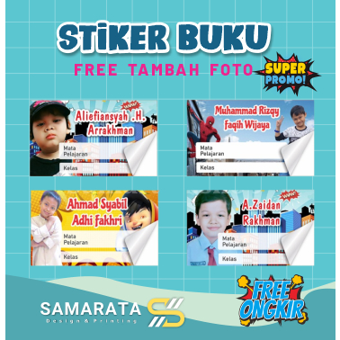 Stiker Nama Buku Mata Pelajaran Stiker Mapel Model Anak Cowok Custom Foto