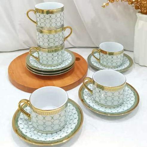 CANGKIR SET KOPI/TEH ESTETIK 6 PCS - HIJAU