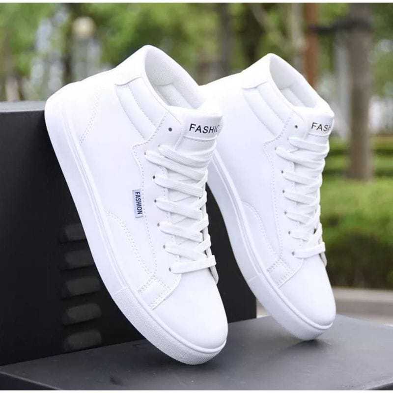 Sepatu boot putih keren/spatu bot pria wanita terbaru